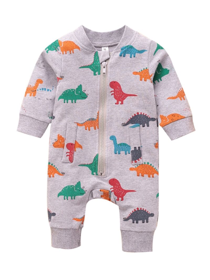 Wholesale Baby Boy Dinosaur Zipper Jumpsuit 200821567