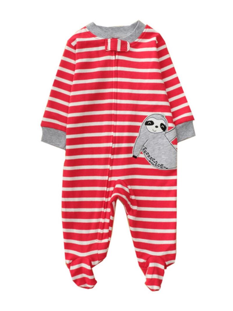 Wholesale Baby Stripe Footed Jumpsuit 200903135 - kiski