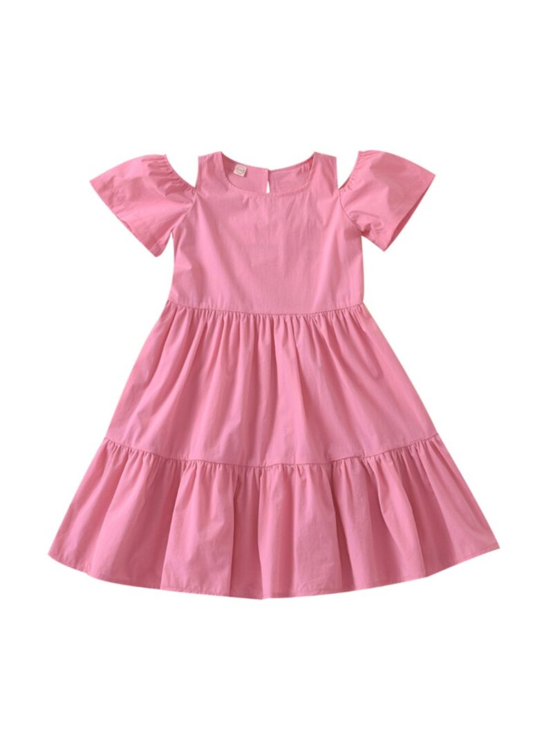 Wholesale Kid Girl Off Shoulder Pleated Pink Dress 2009