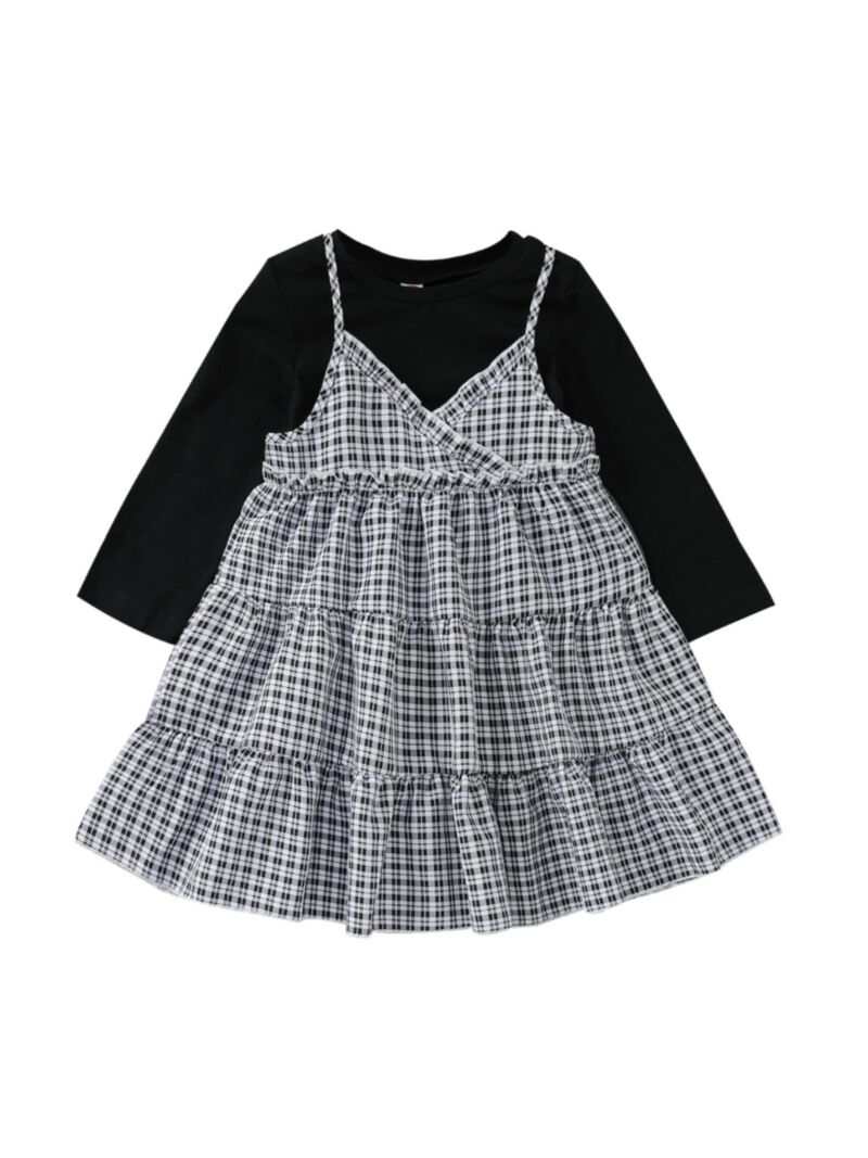 Wholesale 2-Pieces Kid Girl Set Top Matching Plaid Cami