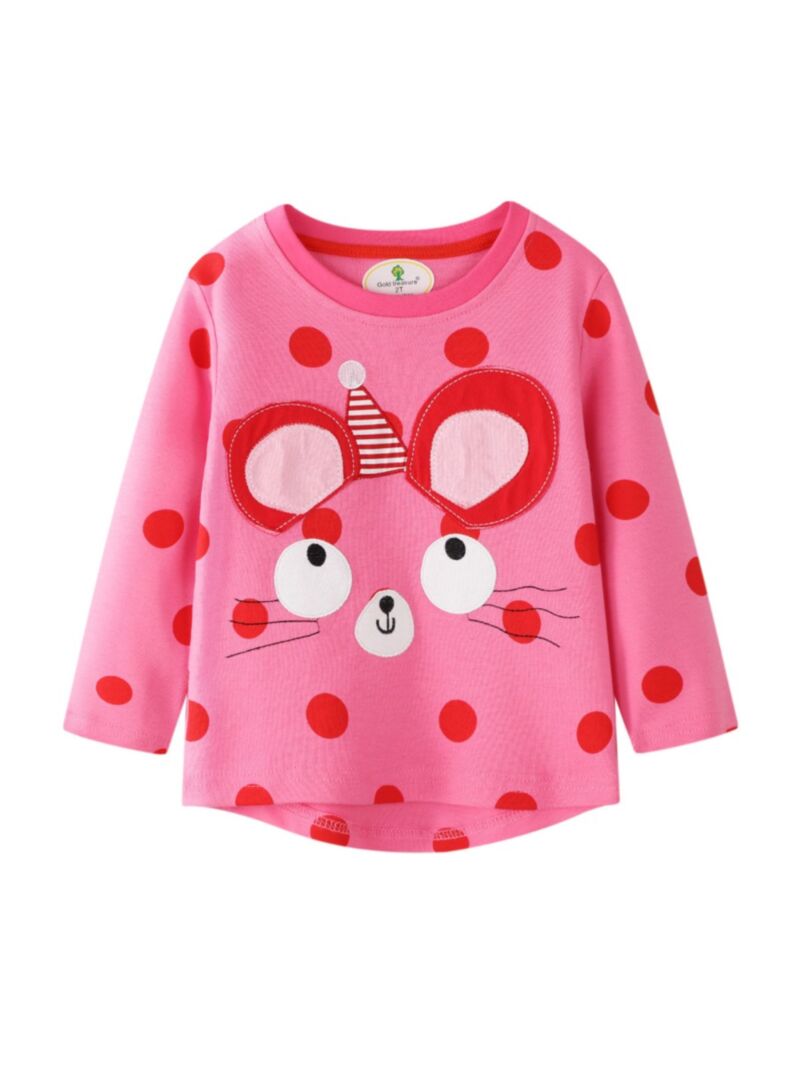 Wholesale Kid Girl Polka Dot Cartoon T-Shirt 201013431