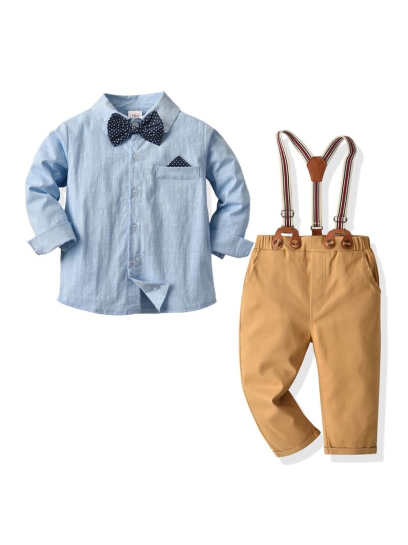 Wholesale 2 Pieces Kid Boy Gentleman Outfit Bowtie Blue