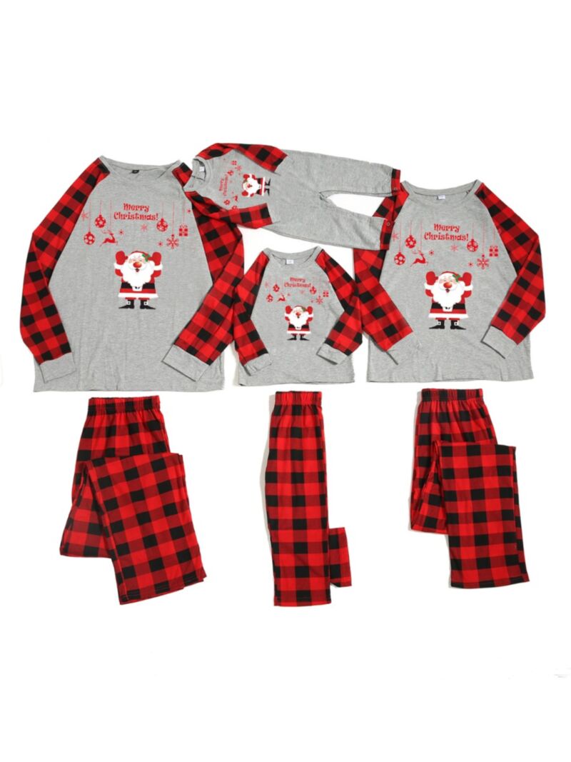 Wholesale Merry Christmas Homewear Santa Plaid Set Fami