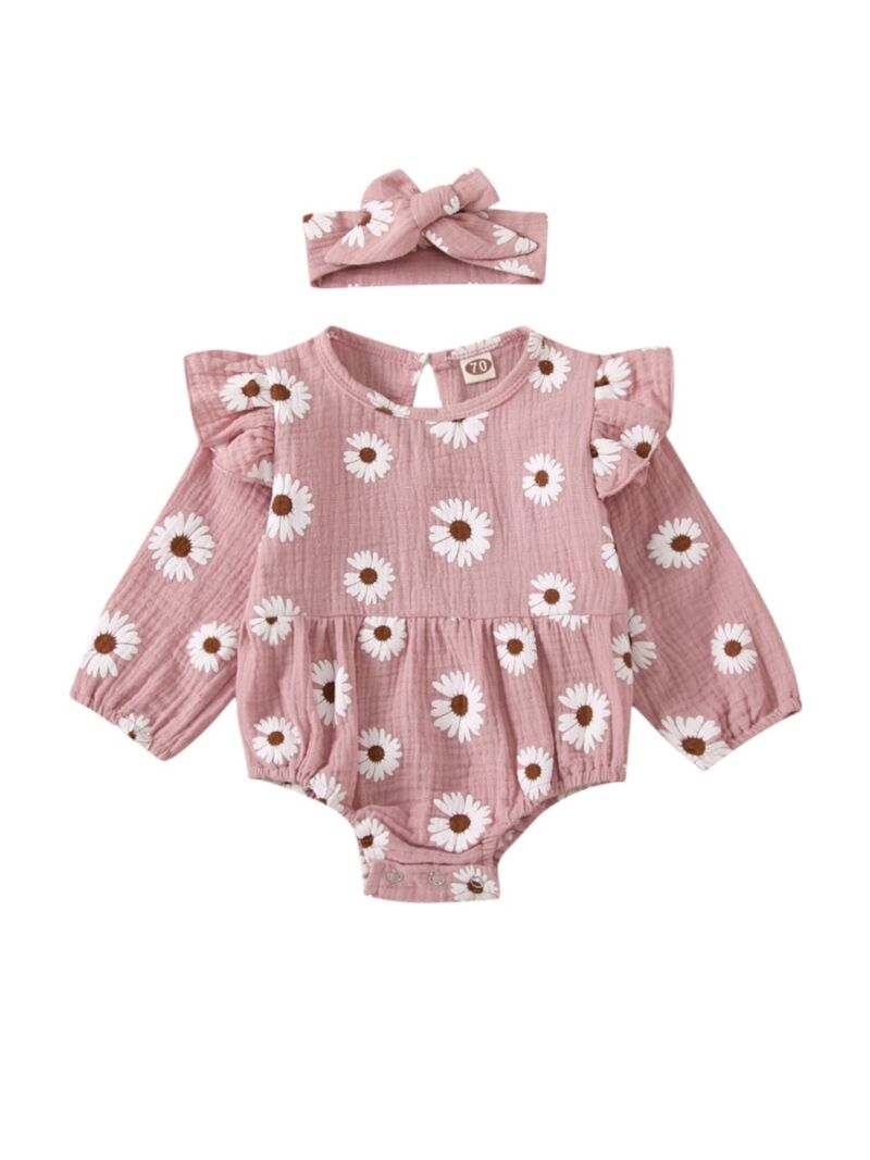 Wholesale 2 Pieces Baby Girl Daisy Flower Bodysuit & He