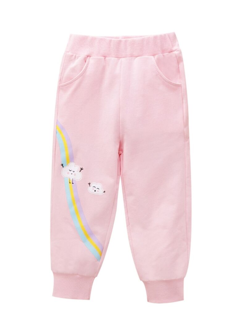 Wholesale Kid Girl Rainbow Cartoon Pink Trousers 201117