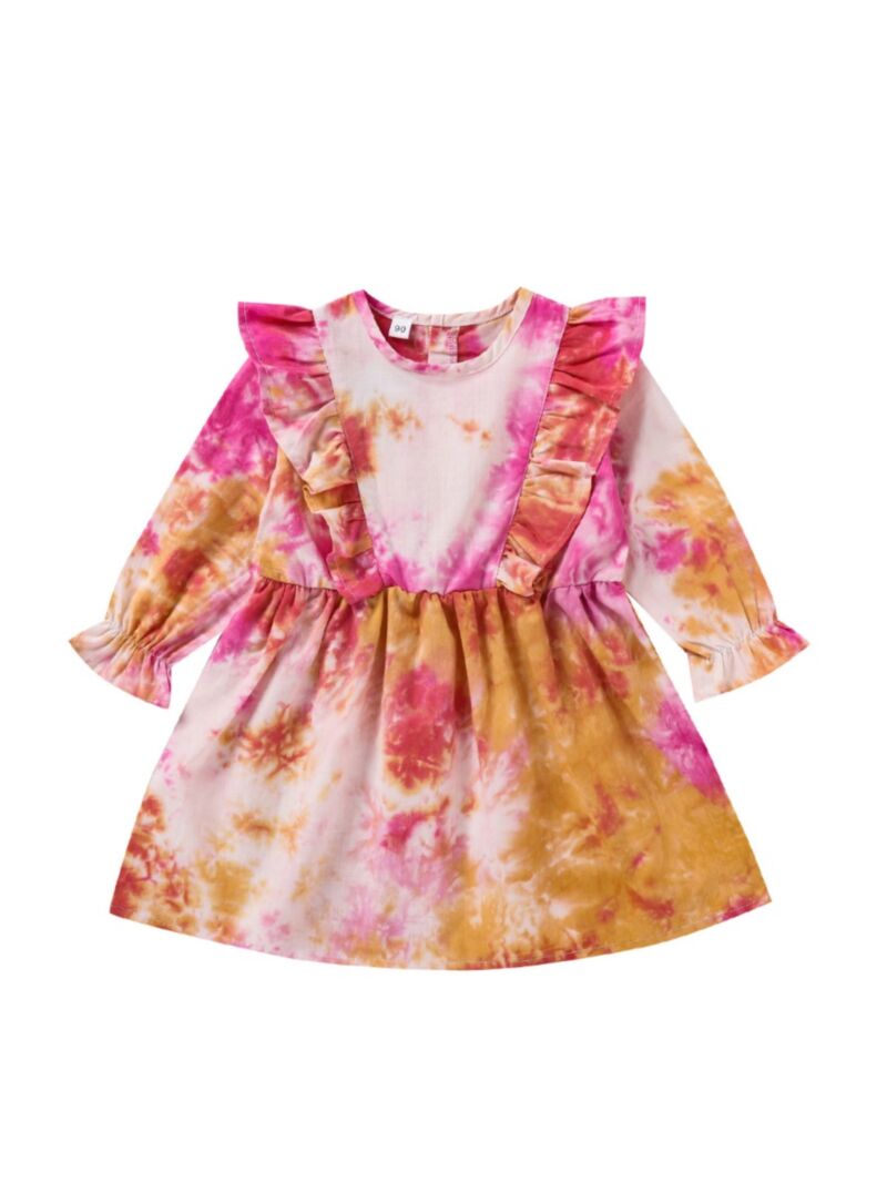 Wholesale Kid Girl Tie Dye Ruffle Trim Dress 201118931
