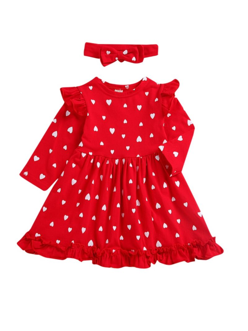 Wholesale 2 Pieces Kid Girl Love Heart Red Dress Matchi