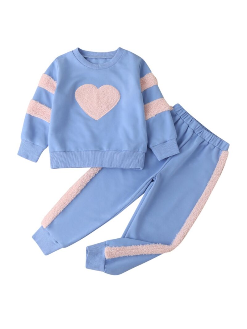 Wholesale 2 Pieces Kid Girl Love Heart Sweatshirt Match