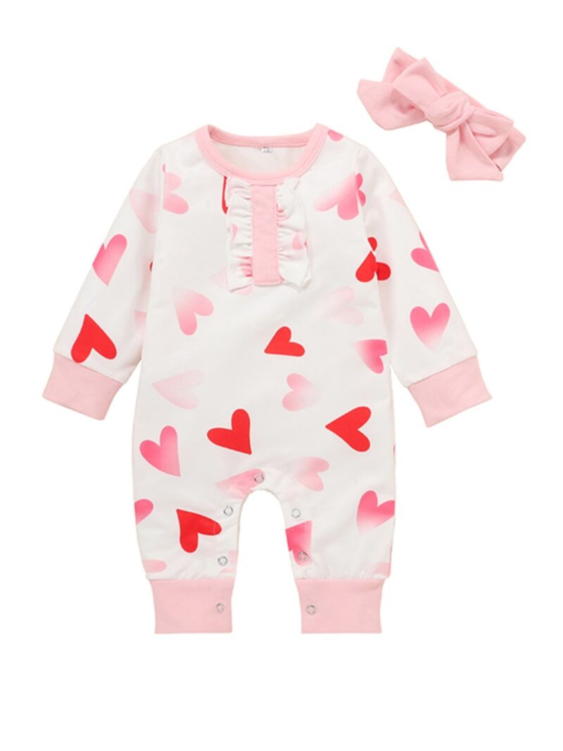 Wholesale 2 Pieces Infant Girl Love Heart Jumpsuit With