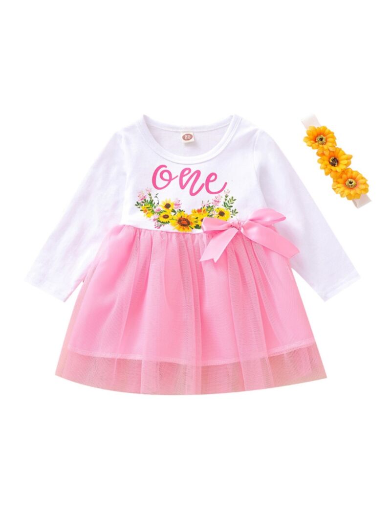 Wholesale 2 Pieces Baby Girl One Sunflower Dress And He