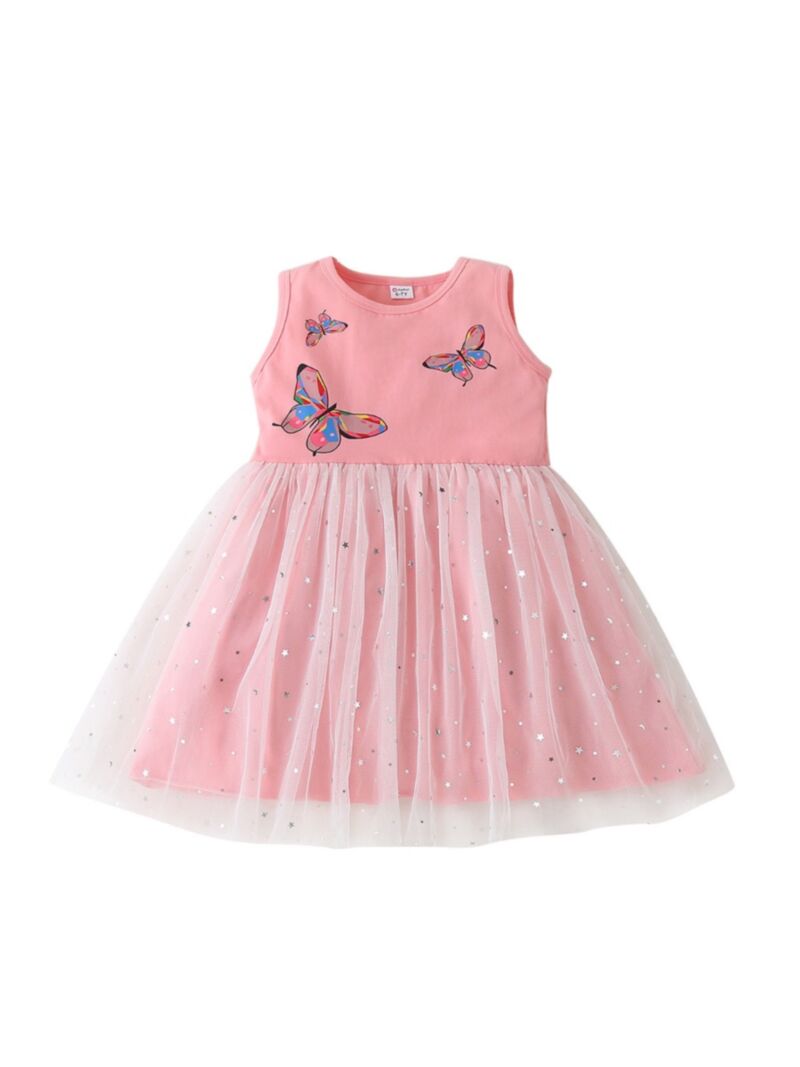 Wholesale Kid Girl Butterfly Mesh Tank Dress 201224809