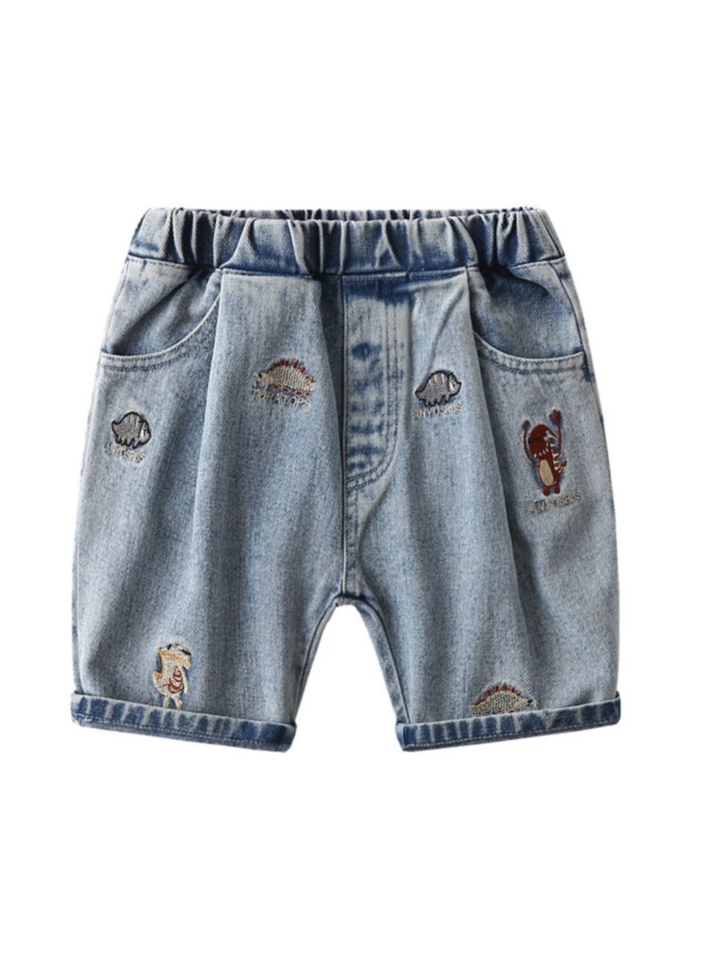 Wholesale Embroidered Dinosaur Boy Denim Shorts 2101047