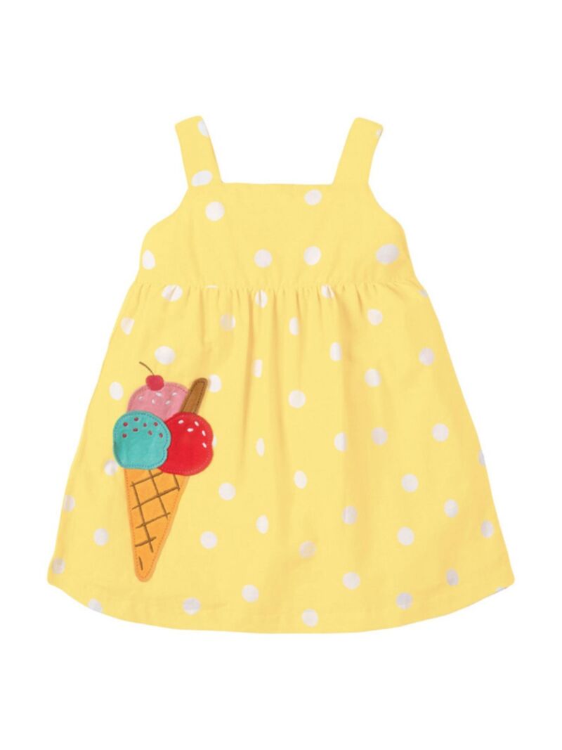 Wholesale Kid Girl Ice Cream Polka Dots Yellow Cami Dre