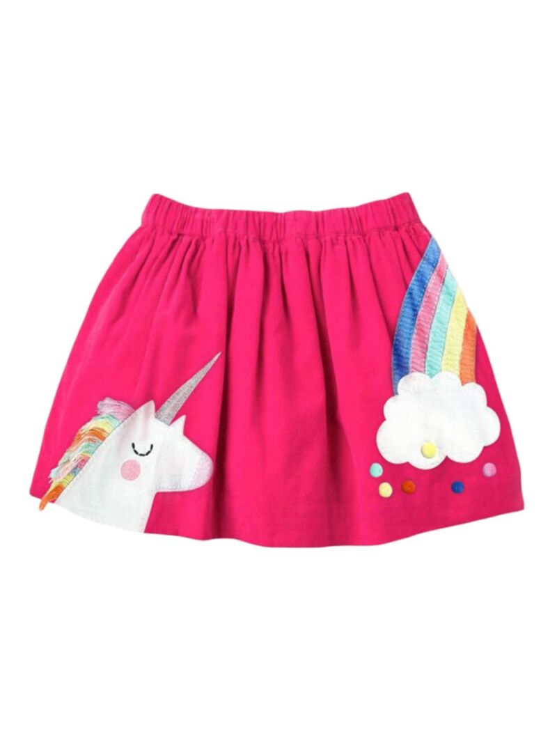 Wholesale Kid Girl Rainbow Unicorn Print Skirt 21022514