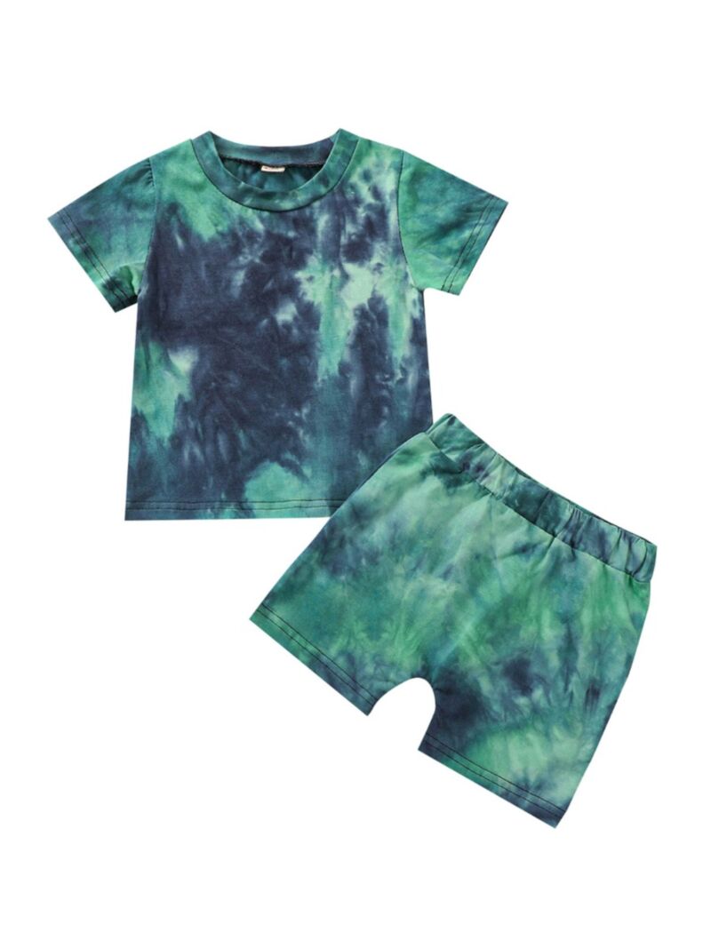 Wholesale 2 Pieces Toddler Kid Boy Tie Dye Outfits Tee