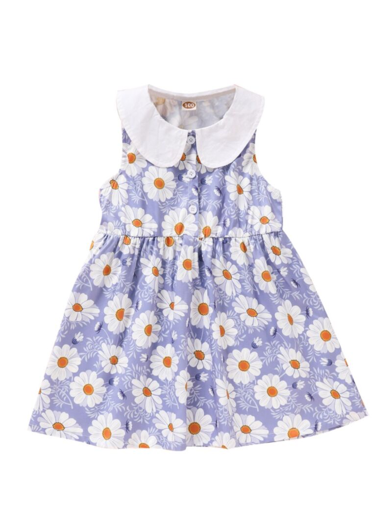 Wholesale Little Girl Doll Collar Sleeveless Flower Pat