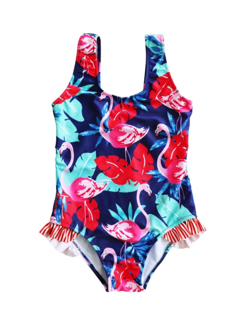 Wholesale Kid Girl Flamingo & Leaves Print Swimwear 210