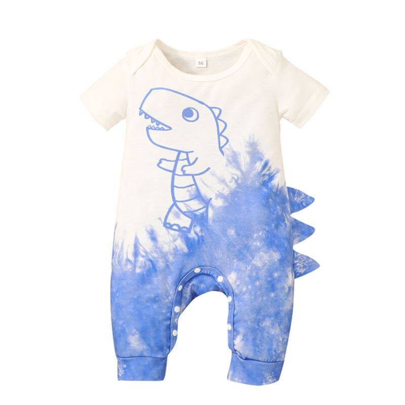 Wholesale Dinosaur Print Tie Dye Shorts-Sleeve Baby Jum