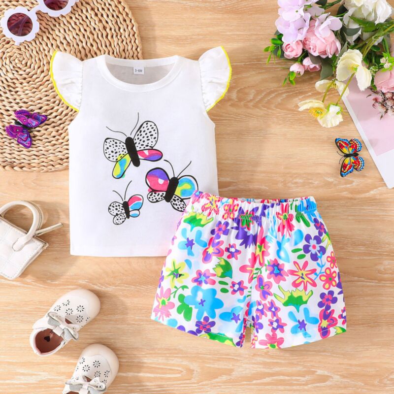 Wholesale 3-24M Baby Girls Sets Butterfly Print Flutter