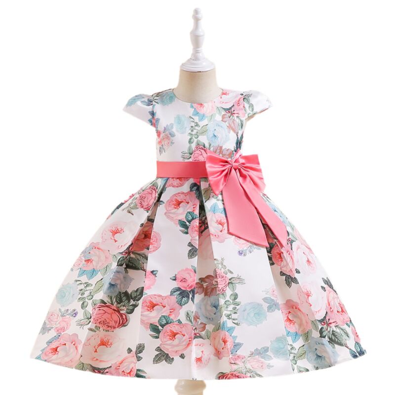 Wholesale 4-13Y Kid Girls Bow Flower Party Dresses Girl