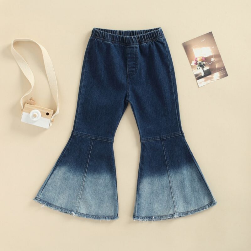 Wholesale Girls Gradient Stretch Denim Flared Pants Gir